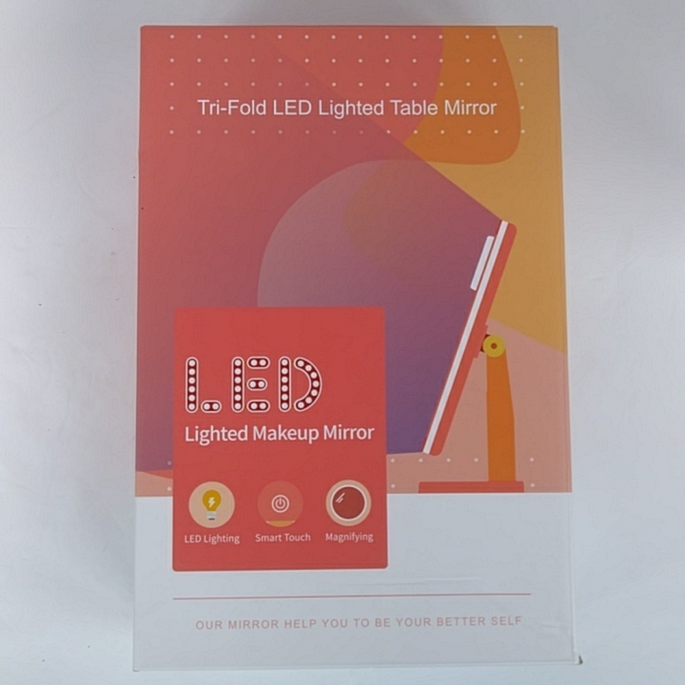 NWT Fascinate Tri-Fold LED Lighted Table Makeup Mirror